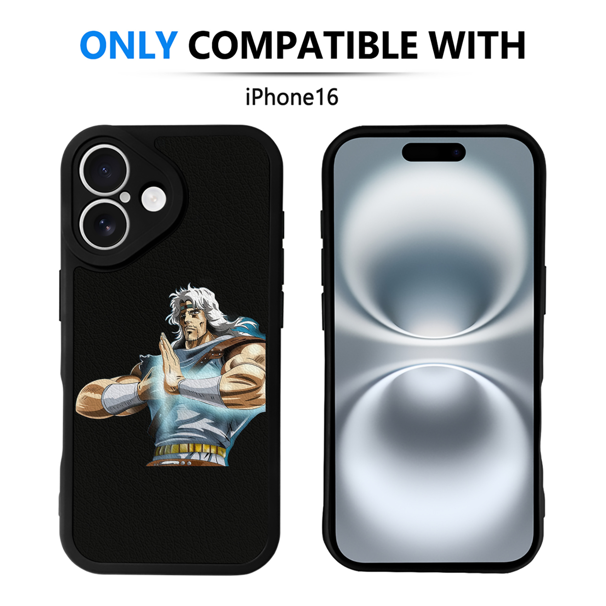 （画像用） 北斗の拳 Fist of the North Star 【iPhone 16シリーズ対応】シリコンスマホケース（レザー調） 材質：シリコン